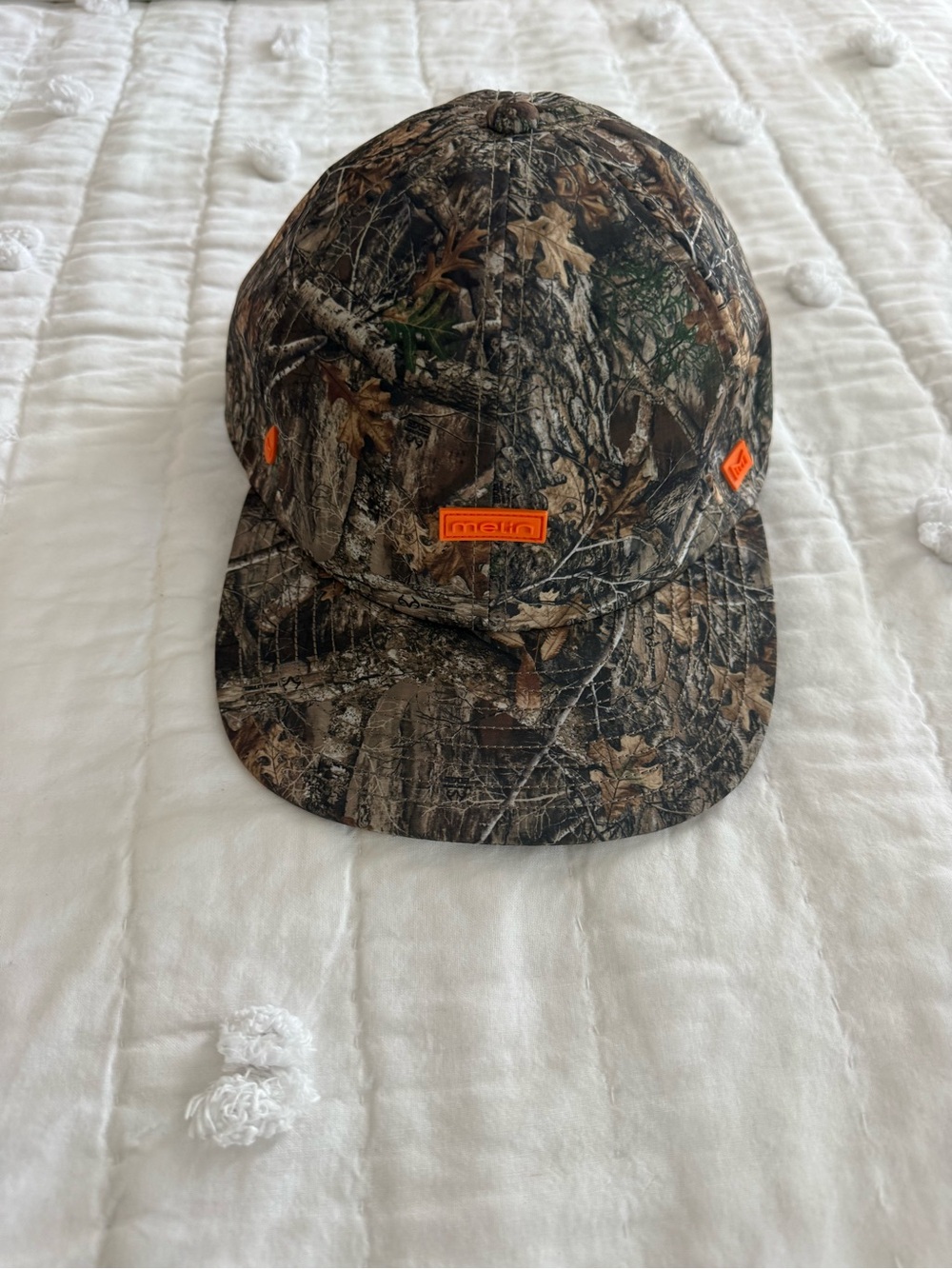 Melin Brand Camo Baseball Hat with Orange Accents